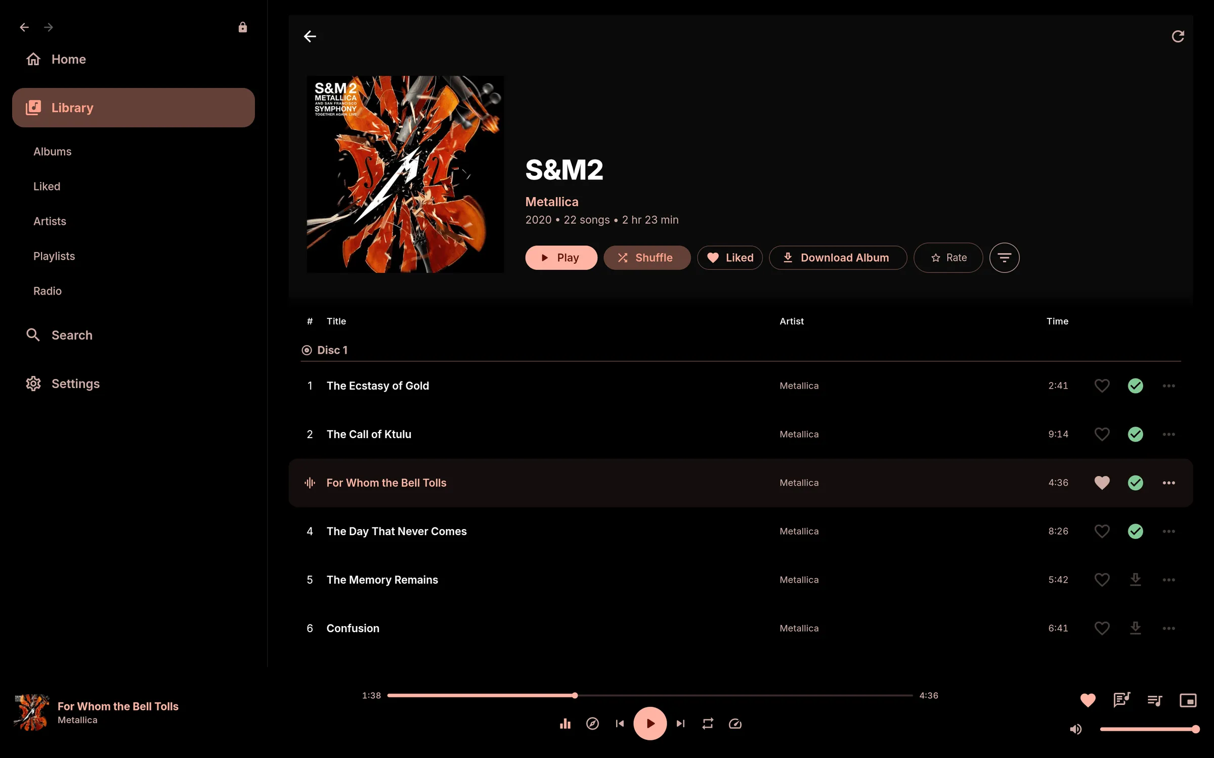 The S&M2 album page in Navis on the desktop at Comfortable density.