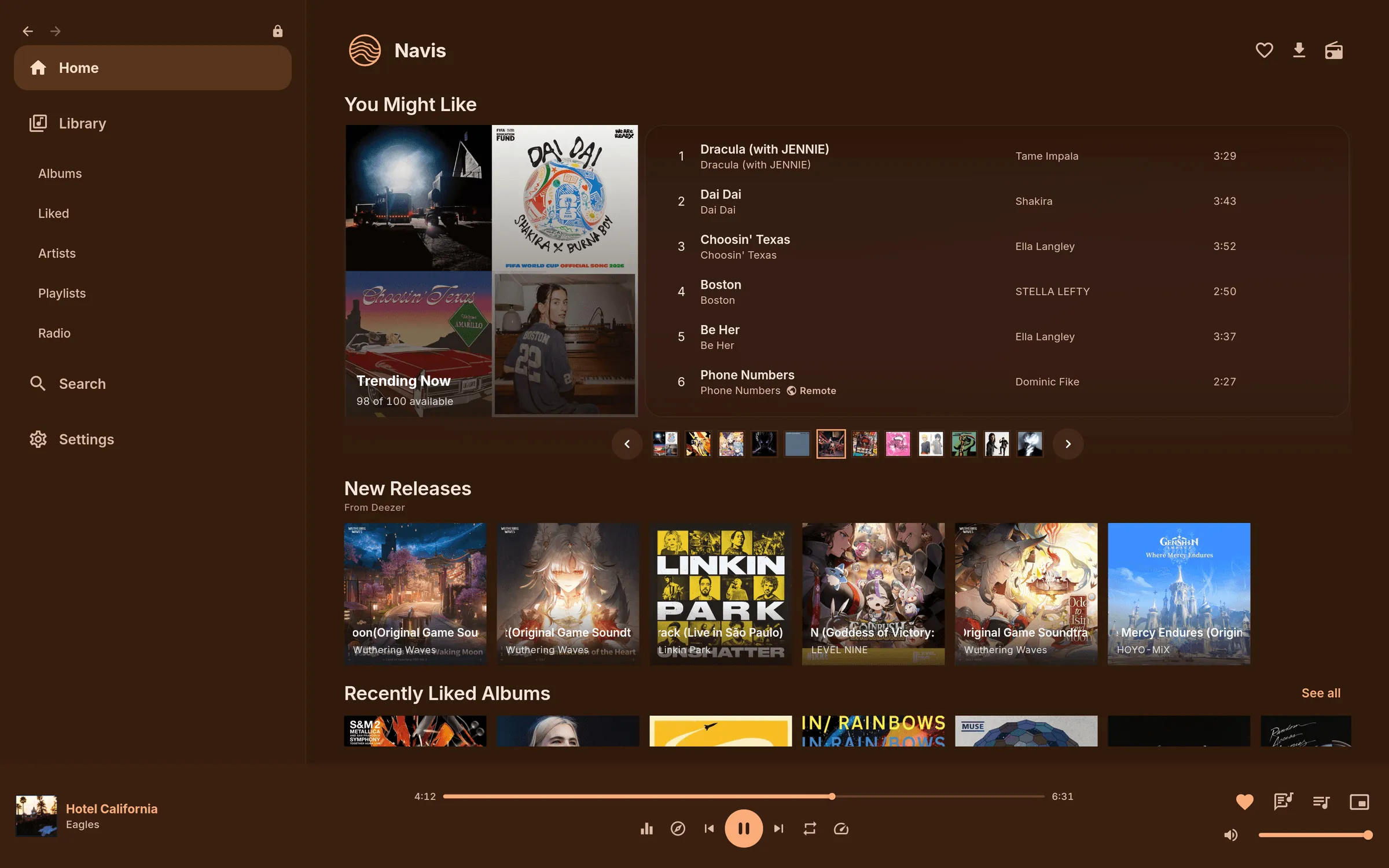 Navis Home on the desktop with Flat Surfaces off: You Might Like sits on a soft gradient panel.