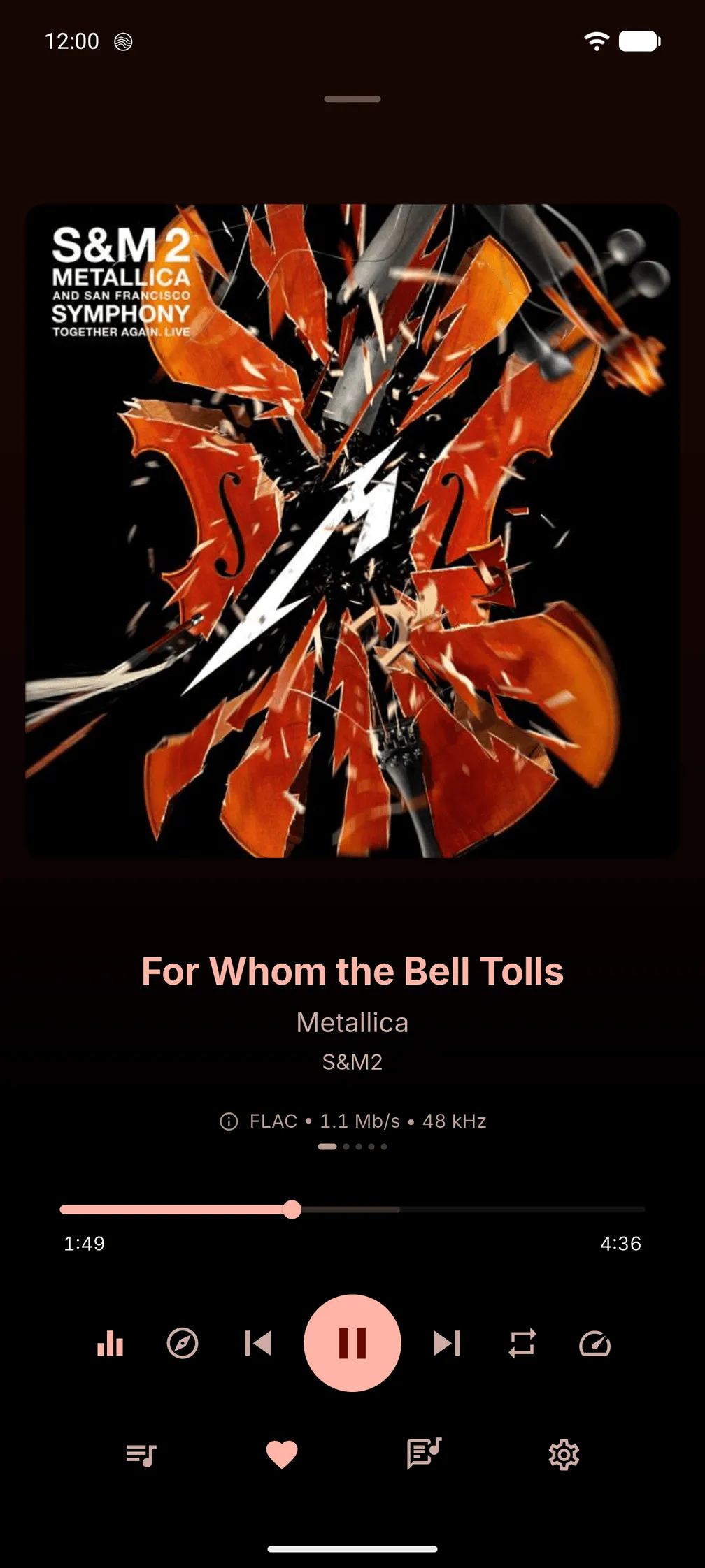 Navis on Android: Now Playing with album art, track details and playback controls.