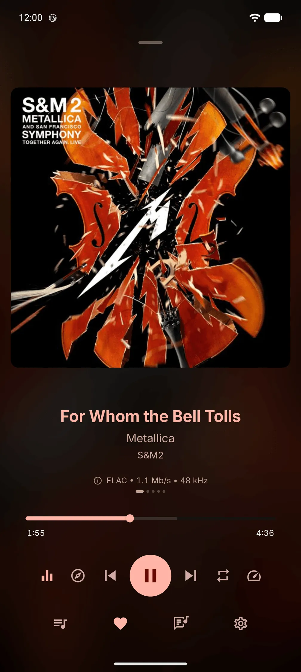 Navis Now Playing on Android with a soft blur of the album cover as the background.
